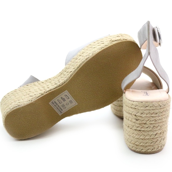 Qupid Logan Light Grey Espadrille Platform Wedges - Picture 7 of 8